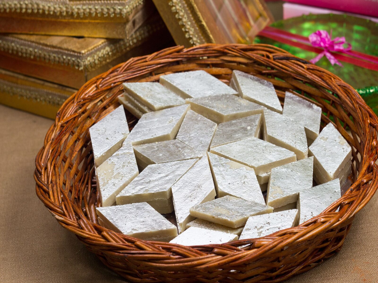 Assorted Indian sweets and mithai at Bhardwaj Sweets, Delhi
